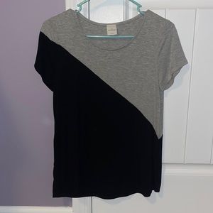 Gray and Black Color Block T-shirt - Size Small